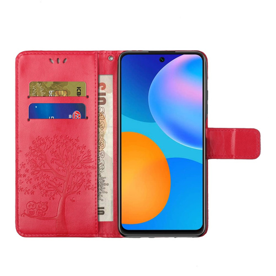 Etui Wallet do Xiaomi Redmi Note 11/11S, Drzewo, czerwone