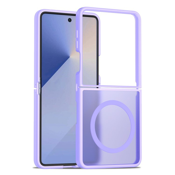 Fioletowe etui do Samsung Galaxy Z Flip7 z MagSafe, akrylowe plecki i ramka TPU, widok ogólny