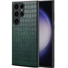 Etui do Samsung Galaxy S24 Ultra, Crocodile, skórzane zielone