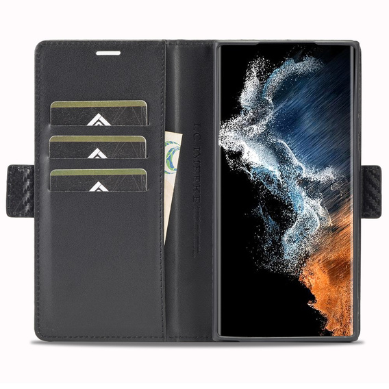 Etui z klapką do Samsung Galaxy S24 Ultra, Carbon LC.IMEEKE, czarne