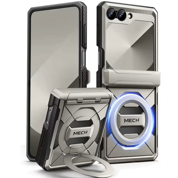 Etui do Samsung Galaxy Z Flip7 FE / Z Flip6, Tongate MECH Magsafe, tytanowe szare