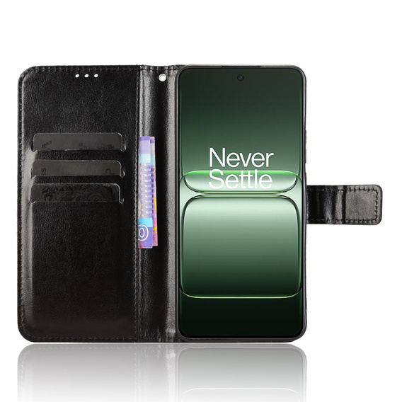 Etui z klapką do OnePlus Nord CE5, Crazy Horse Wallet, czarne