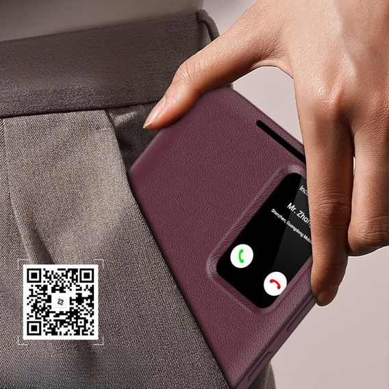 Etui z klapką do Samsung Galaxy A55 5G – red wine, Smart View Wallet z kieszenią na kartę