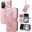 Etui z klapką do Xiaomi Poco F7, Butterfly, różowe rose gold