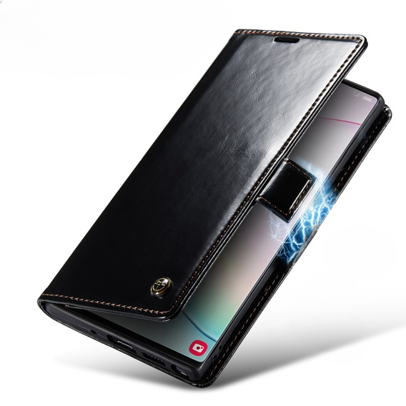 Etui z klapką CASEME do Samsung Galaxy Note 10 Plus, Waxy Textured, czarne