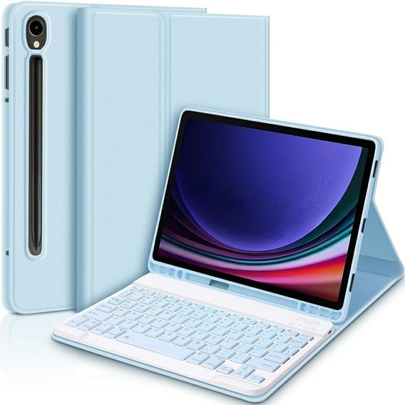Etui z klawiaturą do Samsung Galaxy Tab S10 Lite / S10 FE / S9 FE, Leather Pen Slot, jasnoniebieskie