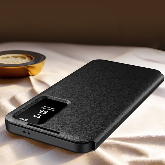 Etui z klapką do Samsung Galaxy A55 5G – czarne, Smart View Wallet z kieszenią na kartę