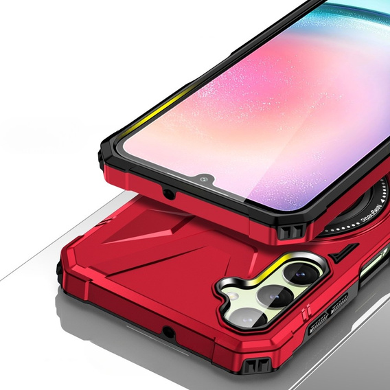 Etui do MagSafe do Samsung Galaxy A54 5G, pancerne z podstawką i blaszką do uchwytu, czerwone