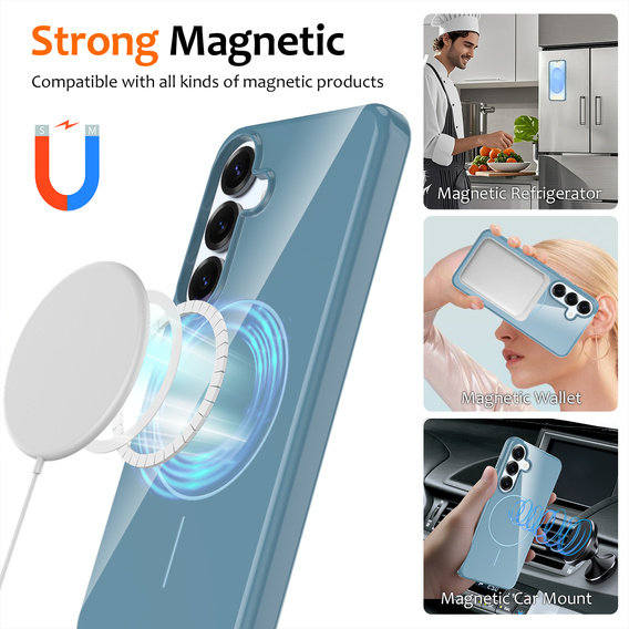 Etui do Samsung Galaxy S25 FE, Silicone Lite, do MagSafe ze smyczką, niebieskie