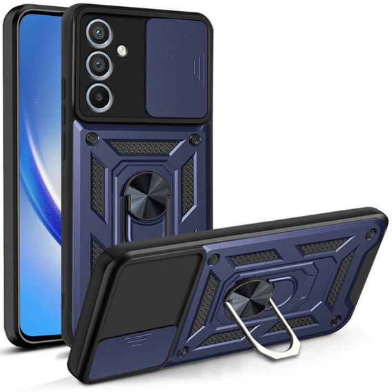 Etui pancerne do Samsung Galaxy M34, CamShield Slide, niebieskie