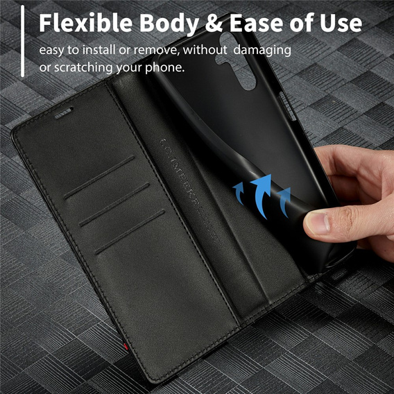 Etui z klapką do Samsung Galaxy S25 FE, Carbon LC.IMEEKE, czarne