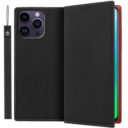 Etui z klapką do iPhone 14 Pro, Litchi Skin Grain, czarne