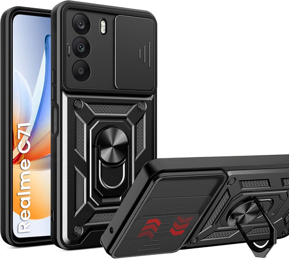 Etui pancerne do Realme C71, CamShield Slide, czarne