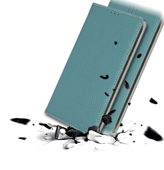 Etui z klapką do Samsung Galaxy S25 Edge, Litchi Skin Grain, niebieskie