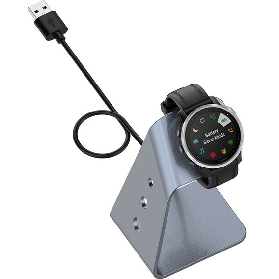 Aluminiowa Stacja Dokująca z kablem USB do zegarków Garmin, Szara