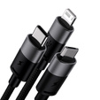 Baseus kabel Starspeed 3‑w‑1 USB‑A – USB‑C/Micro‑USB/Lightning 1,2 m 3,5 A - Czarny