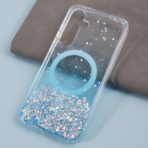 Etui do Samsung Galaxy S24, Glittery, do MagSafe, niebieskie