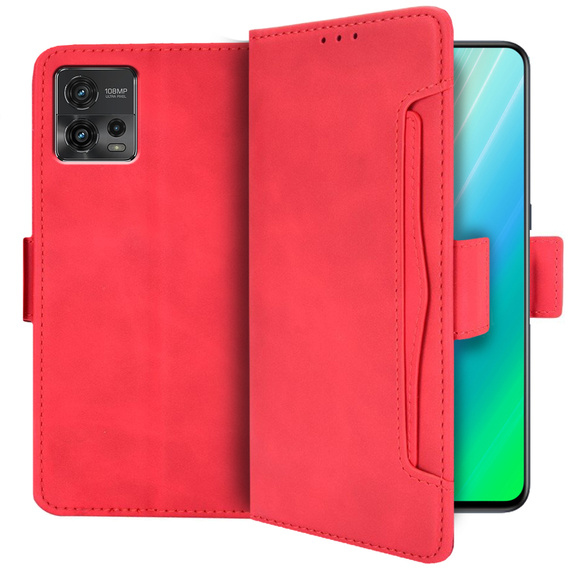 Etui z klapką do Motorola Moto G72 4G, Card Slot, czerwone