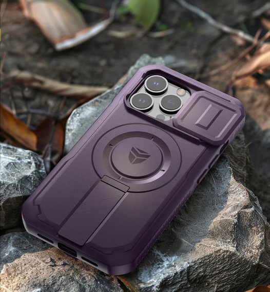 Etui Dexnor do iPhone 13 Pro – magnetyczne, z przesuwaną osłoną aparatu - fioletowe