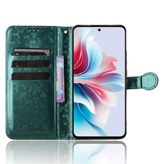 Etui z klapką do Oppo Reno 11F 5G, Wallet Rhombus, zielone