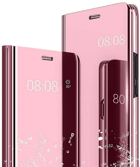 Etui do LG Velvet, Clear View, różowe rose gold