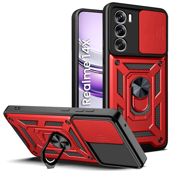 Etui pancerne do Realme 14X / Realme C75, CamShield Slide, czerwone