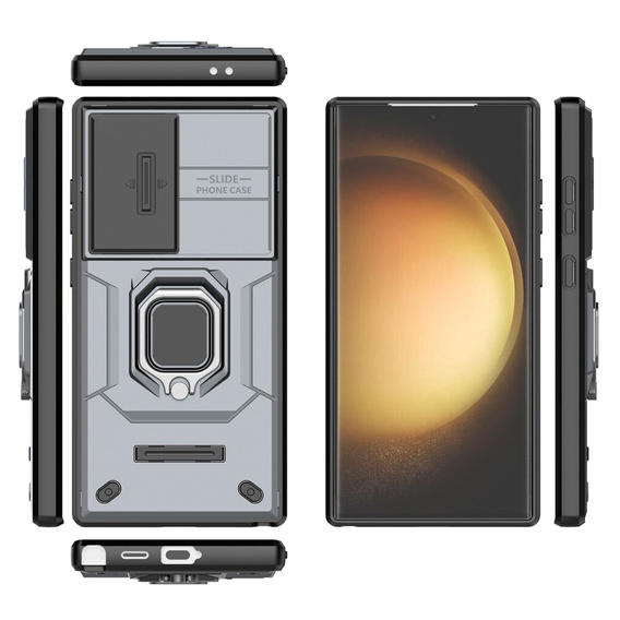 Etui KickStand Camera Lens do Samsung Galaxy S24 Ultra, szare