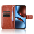 Etui z klapką do Realme GT 7 / 7T, Crazy Horse Wallet, brązowe