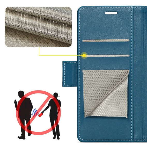 Etui do Xiaomi 15, ERBORD Glossy Litchi, portfel z klapką, niebieskie