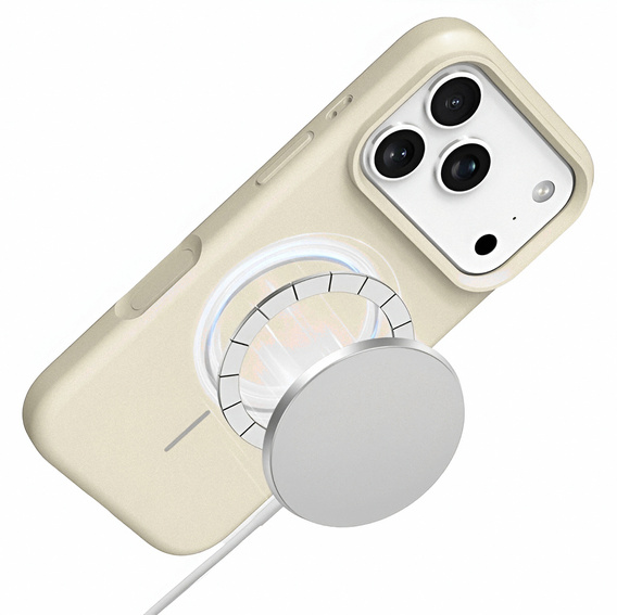 Etui silikonowe do iPhone 17 Pro - kompatybilne z MagSafe, antywstrząsowe,beżowe