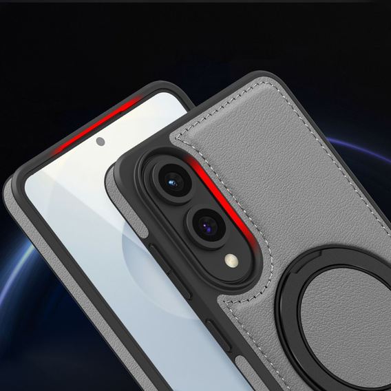 Etui  do Samsung Galaxy S25 Edge, magnetyczne z obrotowym pierścieniem – szare