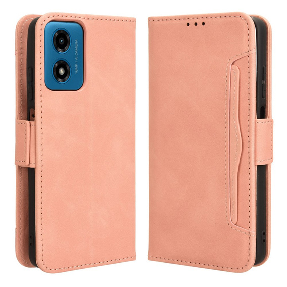 Etui z klapką do Motorola Moto G24 / G24 Power / G04, Card Slot, różowe