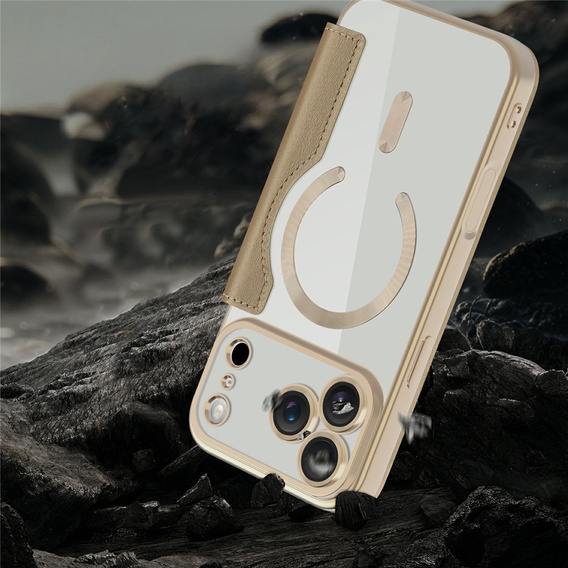 Etui z klapką do iPhone 17 Pro Max, RFID Wallet MagSafe z ochroną aparatu, złote