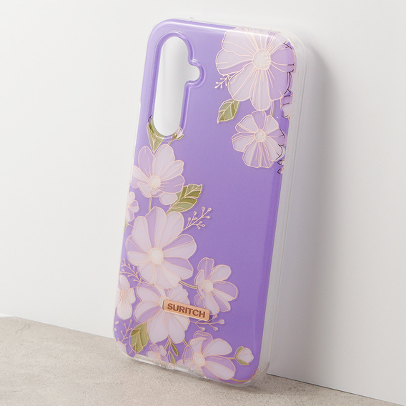 Etui do Samsung Galaxy A54 5G, Suritch Full Body Flowers, fioletowe