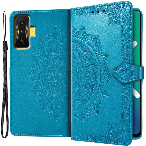 Etui z klapką do Xiaomi Poco F4 GT, Mandala, niebieskie