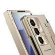 Etui z podstawką do Samsung Galaxy Z Fold7 5G, z ochroną zawiasu, szkłem i rysikiem - złote