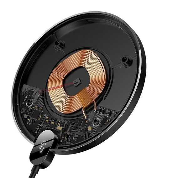 Baseus ładowarka indukcyjna Digital LED 15 W - Czarna