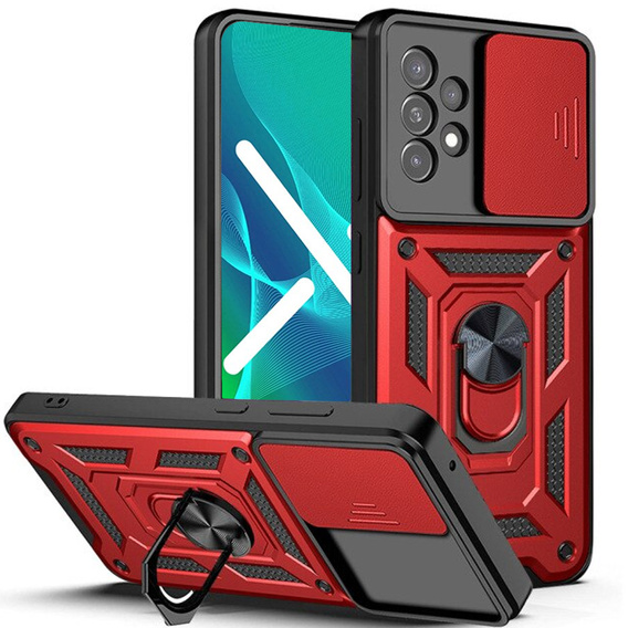 Zestaw Etui NOX Camera Slide do Samsung Galaxy A13 4G - Red + Szkło