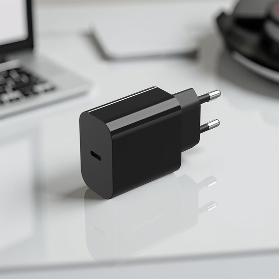Ładowarka sieciowa GaN4 – Typ C PD/QC 45W 3A z kablem USB-C -USB-C, czarna