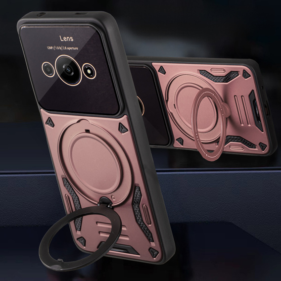 Etui pancerne do Xiaomi Redmi A3, Magnetic Ring, różowe