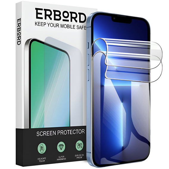 2x Folia Hydrożelowa do iPhone 13 Pro Max, ERBORD Hydrogel Foil