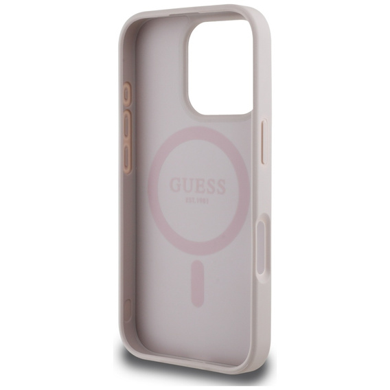 Etui GUESS do iPhone 16 Pro Max, 4G Circle with Classic Logo, różowe