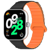 Pasek Silikonowy do Xiaomi Redmi Watch 4 / Xiaomi Smart Band 8 Pro / Xiaomi Smart Band 9 Pro, Czarny/Pomarańczowy