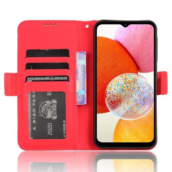 Etui z klapką do Samsung Galaxy A15 4G / 5G, Card Slot, czerwone