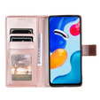 Zestaw Etui z klapką do Xiaomi Redmi Note 11/11S, Mandala, Różowe + szkło