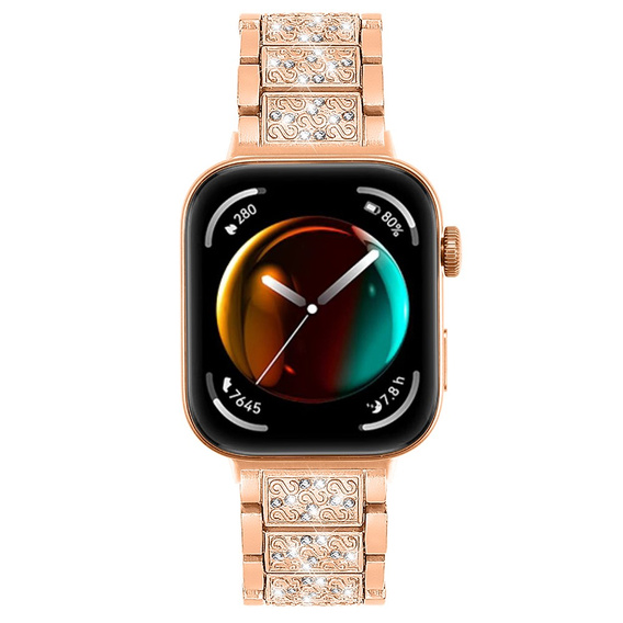 Bransoleta z Diamentami do Huawei Watch Fit 4 / 4 Pro / 3, Różowa rose gold
