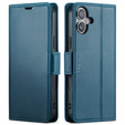 Etui do iPhone 17, ERBORD Glossy Litchi, portfel z klapką, niebieskie