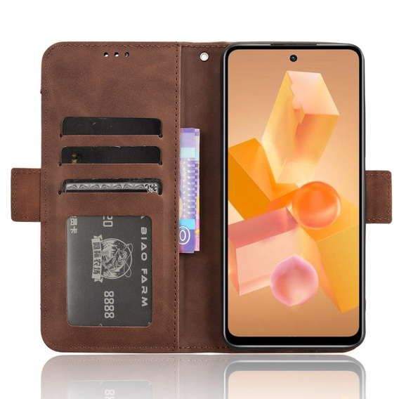 Etui z klapką do Infinix Hot 40i, Card Slot, brązowe