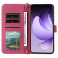 Etui z klapką do Oppo Reno 13 Pro 5G, Crossbody Leather Wallet, bordowe