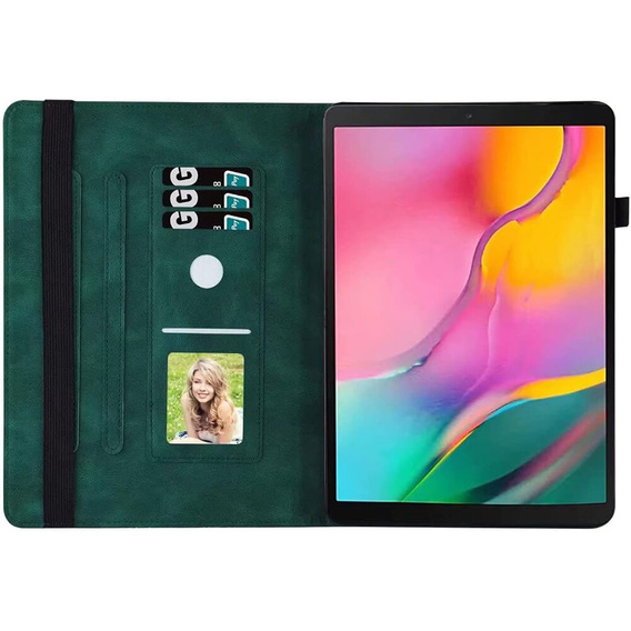 Etui do Samsung Galaxy Tab S10 Lite / S10 FE / S9 FE, Wallet Pen Slot, butterflies, Zielone
